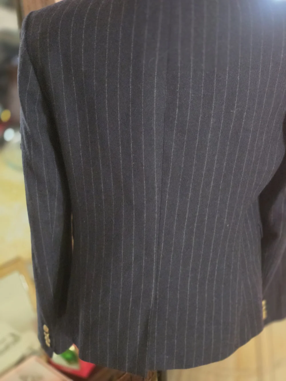 J. Crew Navy Pinstripe Blazer with Gold Buttons